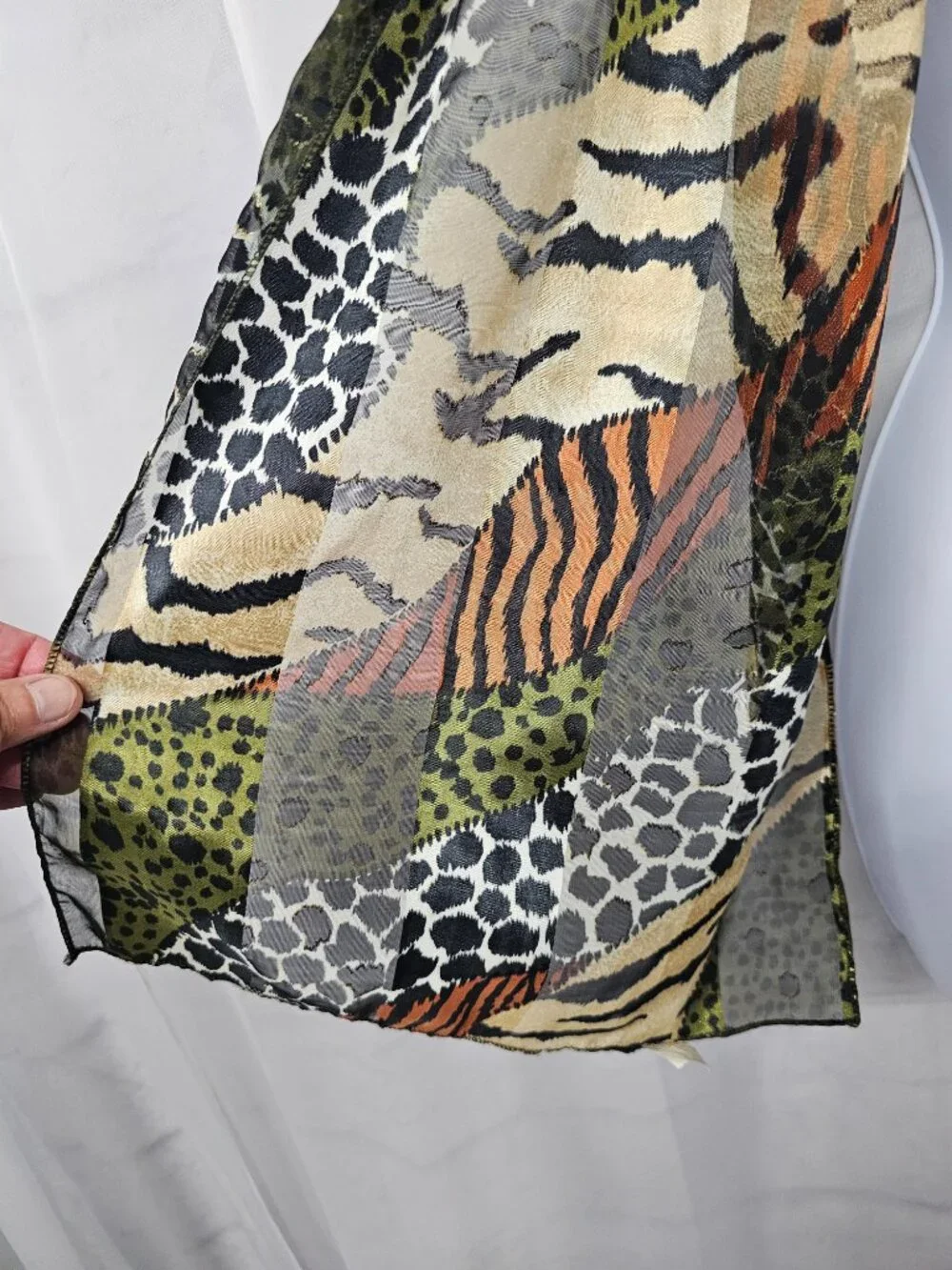 Unbranded Scarf Animal Print Sheer Goth Grunge Punk Metallic Black Green